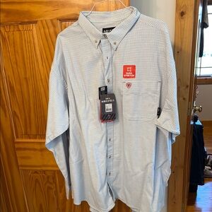 NWT Ariat Men's Twill Durastretch Long Sleeve Blue Checkered Work Shirt
